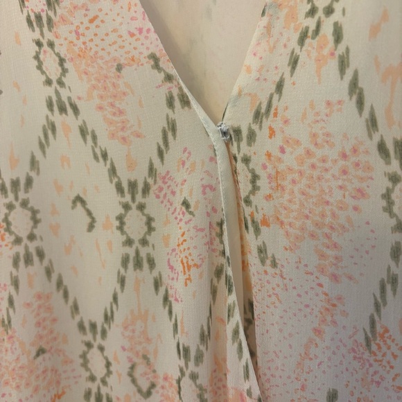 Ramy Brook Cream Short Ruffle Sleeve Faux Wrap Blouse Top Medium Careerwear - Picture 4 of 11